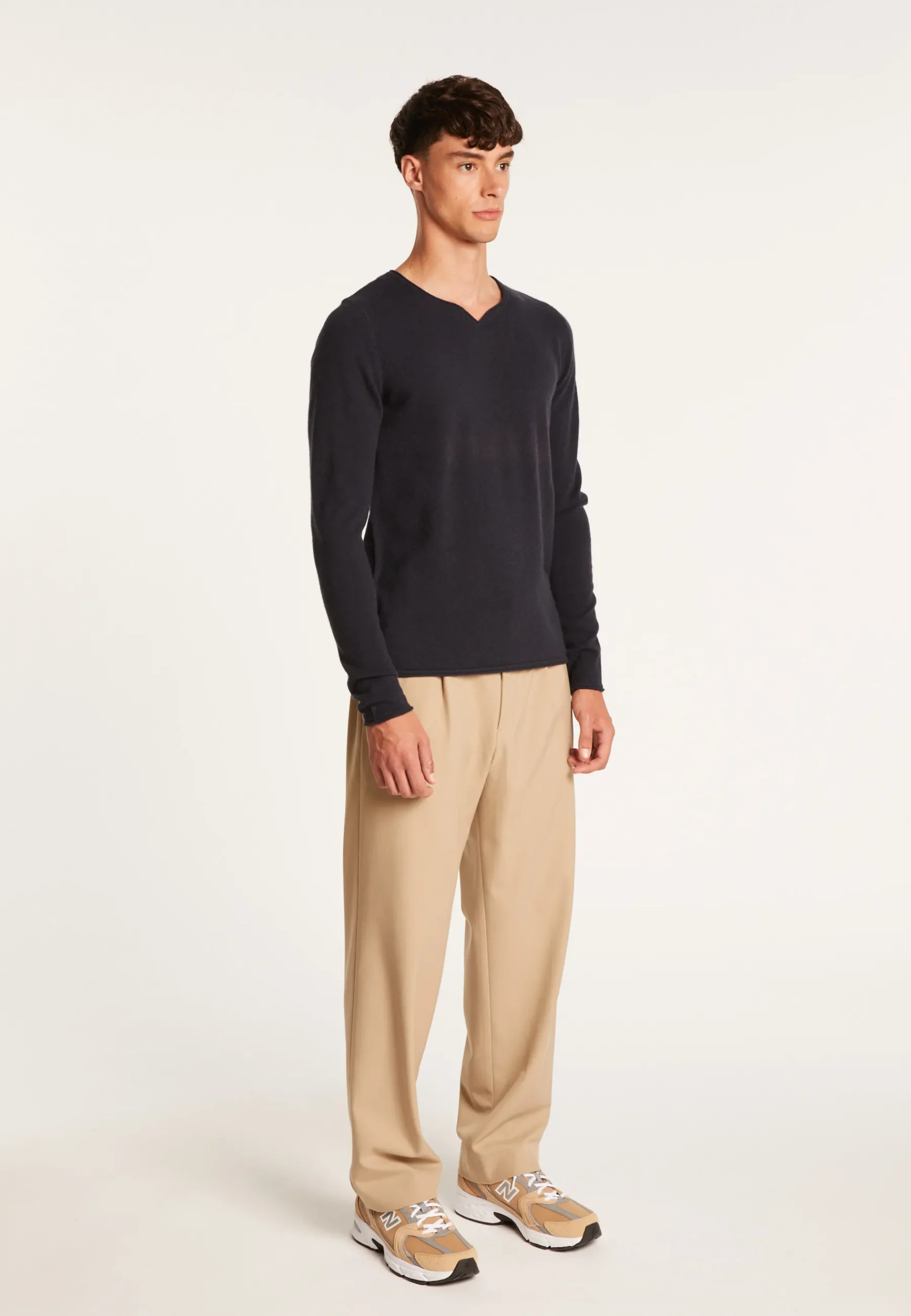 Montagut Pulls-Pull col tunisien en cachemire - Olivier 05-Bleu marine