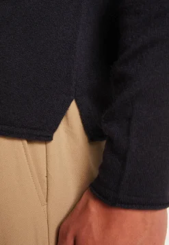 Montagut Pulls-Pull col tunisien en cachemire - Olivier 05-Bleu marine