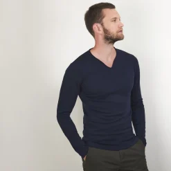 Montagut Pulls-Pull col tunisien en laine - Bono 05-Bleu marine