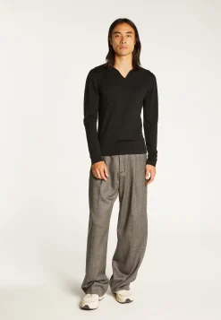 Montagut Pulls-Pull col tunisien en laine - Bono 01-Noir