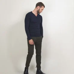 Montagut Pulls-Pull col tunisien en laine - Bono 05-Bleu marine