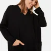 Montagut Les Incontournables-Pull col V à poches laine mérinos - Albertine 01-Noir