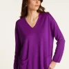 Montagut Les Incontournables-Pull col V à poches laine mérinos - Albertine 17-Violet