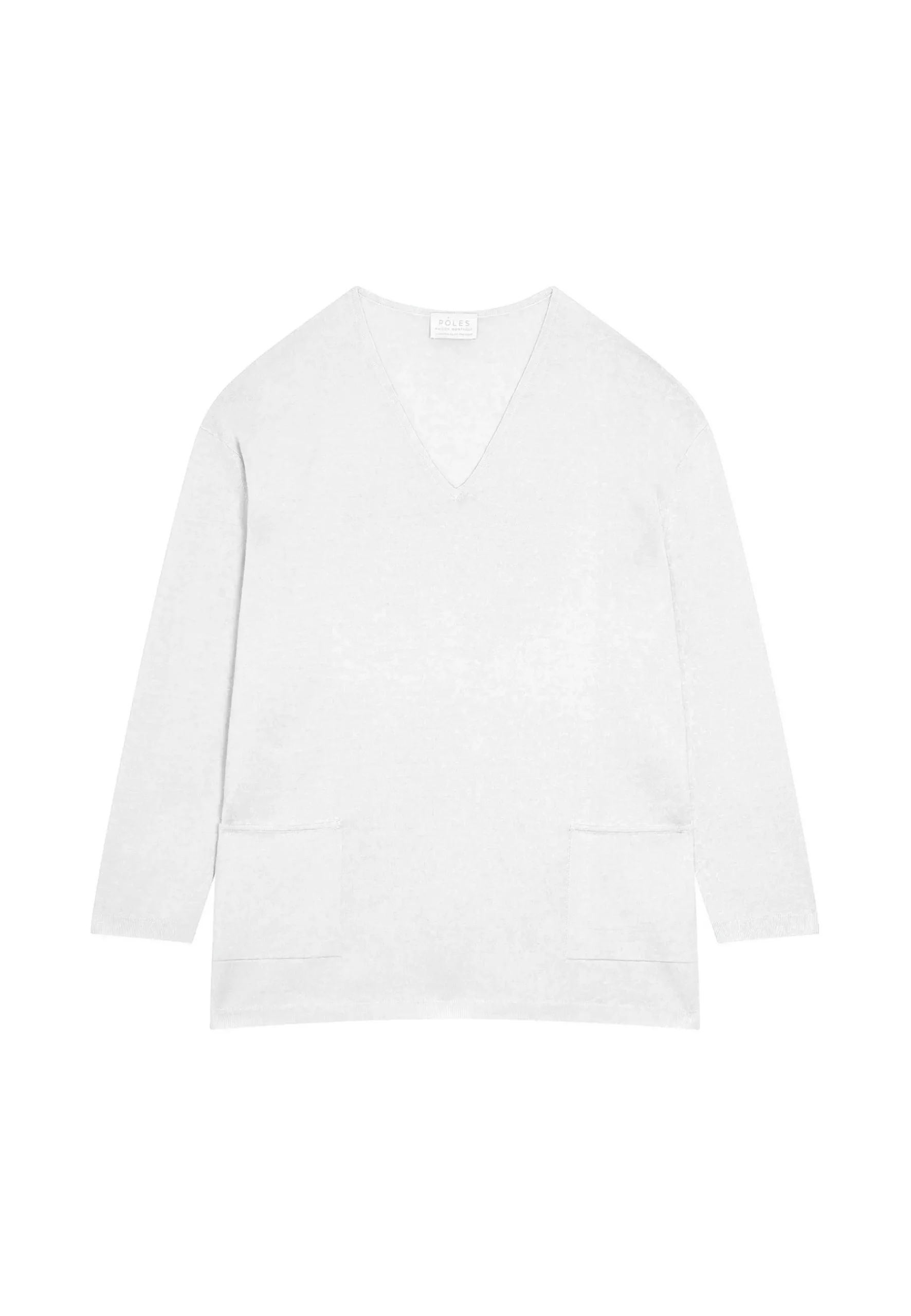 Montagut Les Incontournables-Pull col V à poches laine mérinos - Albertine 82-Ecru