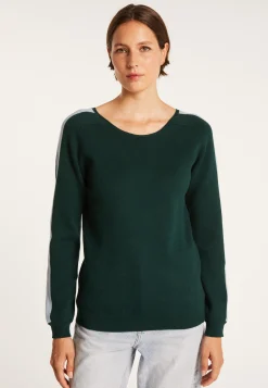 Montagut Pulls-Pull col V arrière en coton cachemire - Pandore 21-Vert foncé