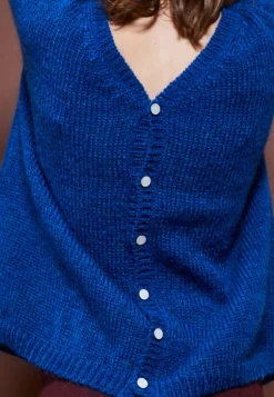 Montagut Pulls-Pull col V avant et arrière en mohair - Simon 48-Bleu roi