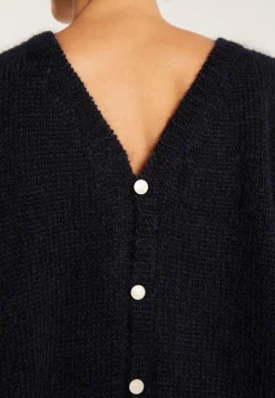 Montagut Pulls-Pull col V avant et arrière en mohair - Simon 05-Bleu marine