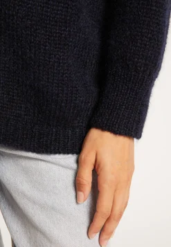 Montagut Pulls-Pull col V avant et arrière en mohair - Simon 05-Bleu marine