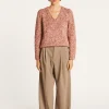 Montagut Pulls-Pull col V chiné - Promesse 25-Rose moyen