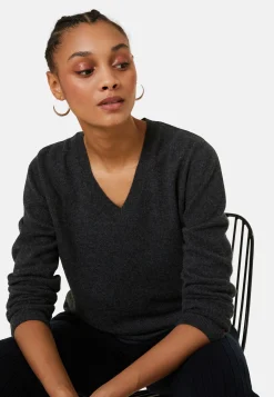 Montagut Les Incontournables-Pull col V en cachemire - Abel 10-Gris foncé