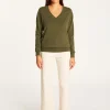 Montagut Les Incontournables-Pull col V en cachemire - Abel 83-Kaki