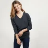 Montagut Les Incontournables-Pull col V en cachemire - Abel 10-Gris foncé
