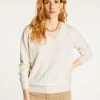 Montagut Les Incontournables-Pull col V en cachemire - Abel 82-Ecru