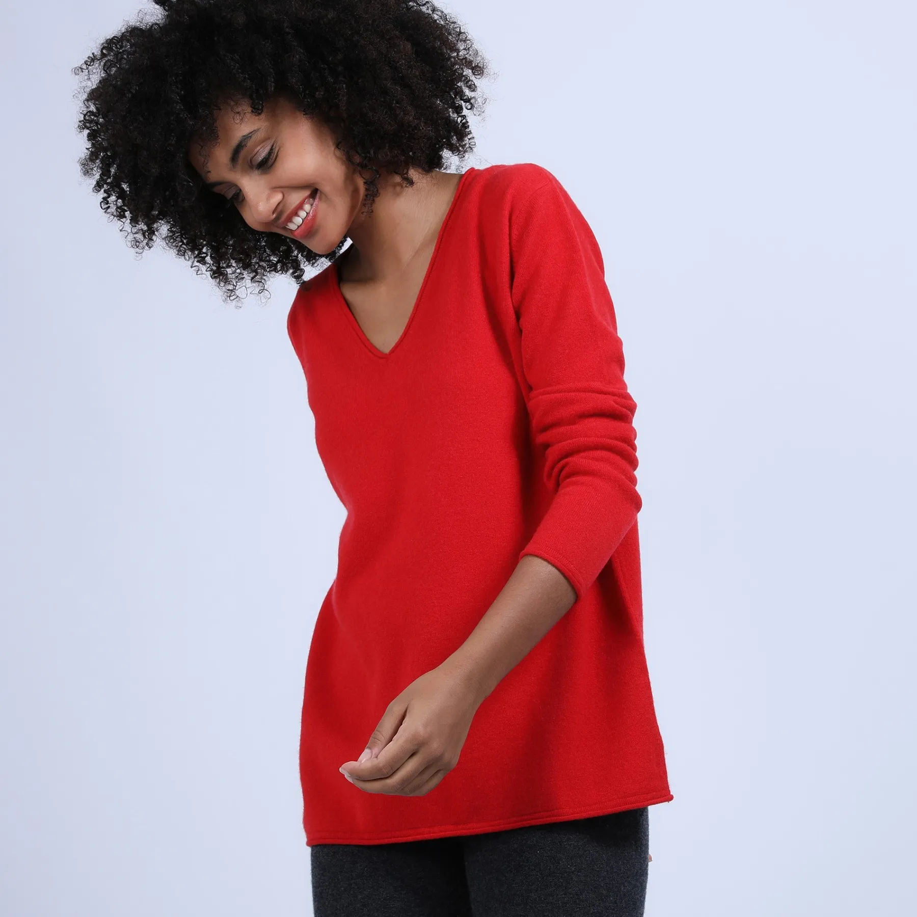 Montagut Pulls-Pull col V en cachemire - Olgae 52-Rouge