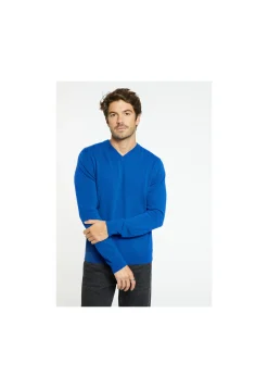 Montagut Pulls-Pull col V en cachemire - Evann 48-Bleu roi