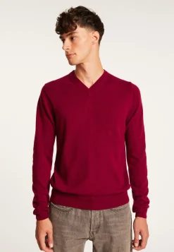 Montagut Pulls-Pull col V en cachemire - Evann 51-Bordeaux
