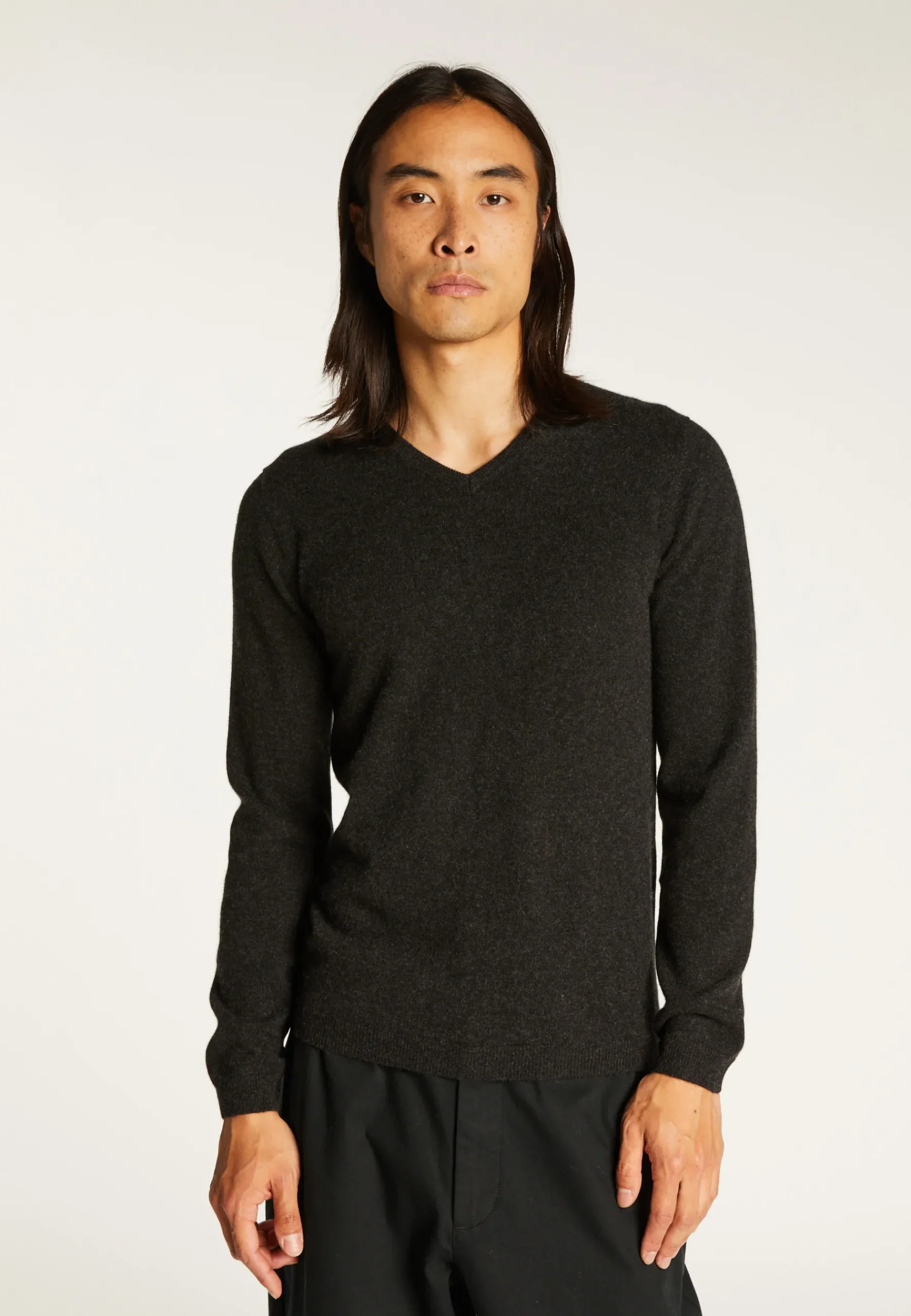 Montagut Pulls-Pull col V en cachemire - Evann 10-Gris foncé