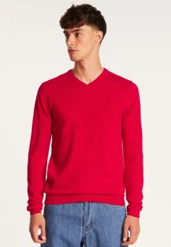 Montagut Pulls-Pull col V en cachemire - Evann 52-Rouge