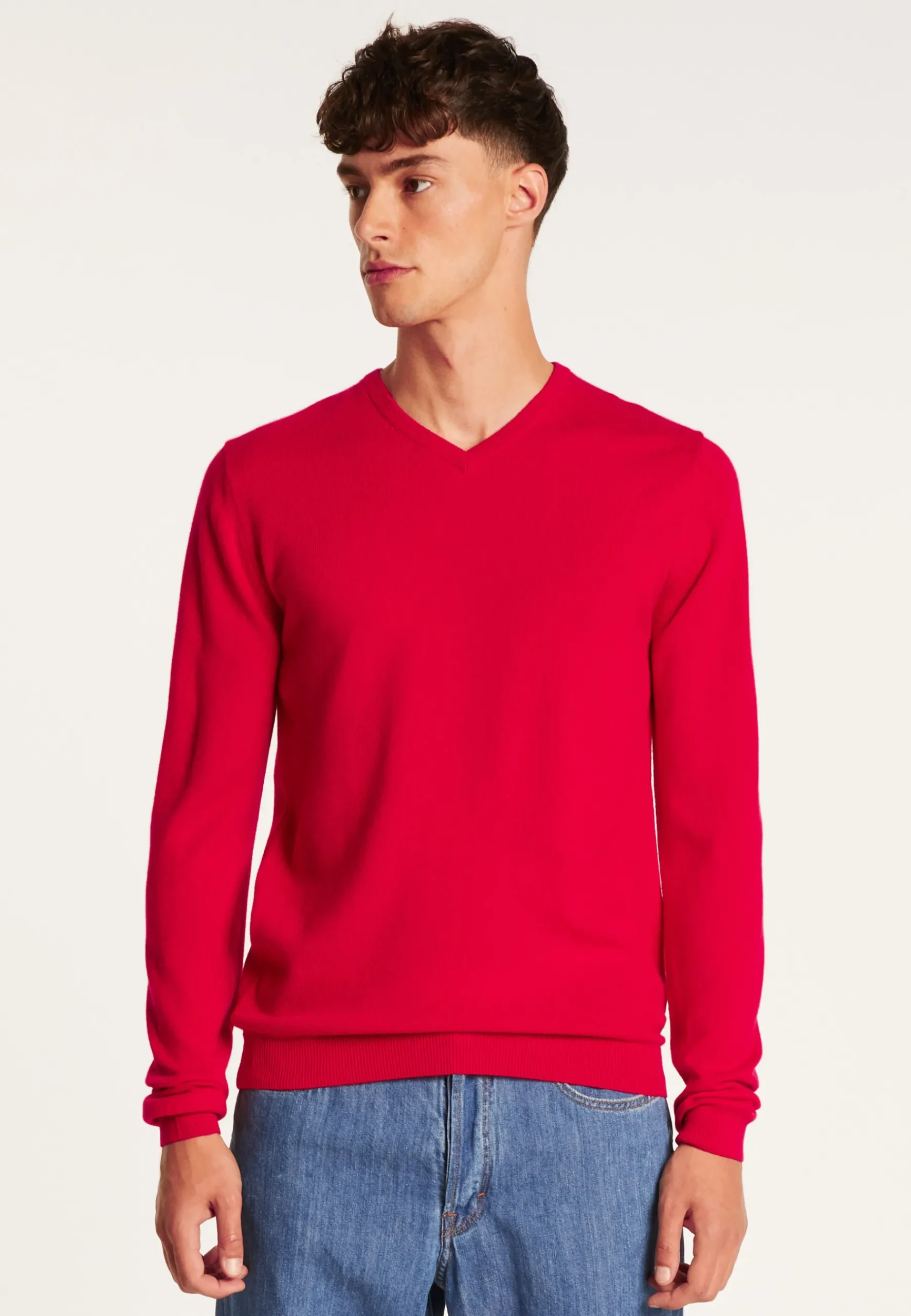 Montagut Pulls-Pull col V en cachemire - Evann 52-Rouge