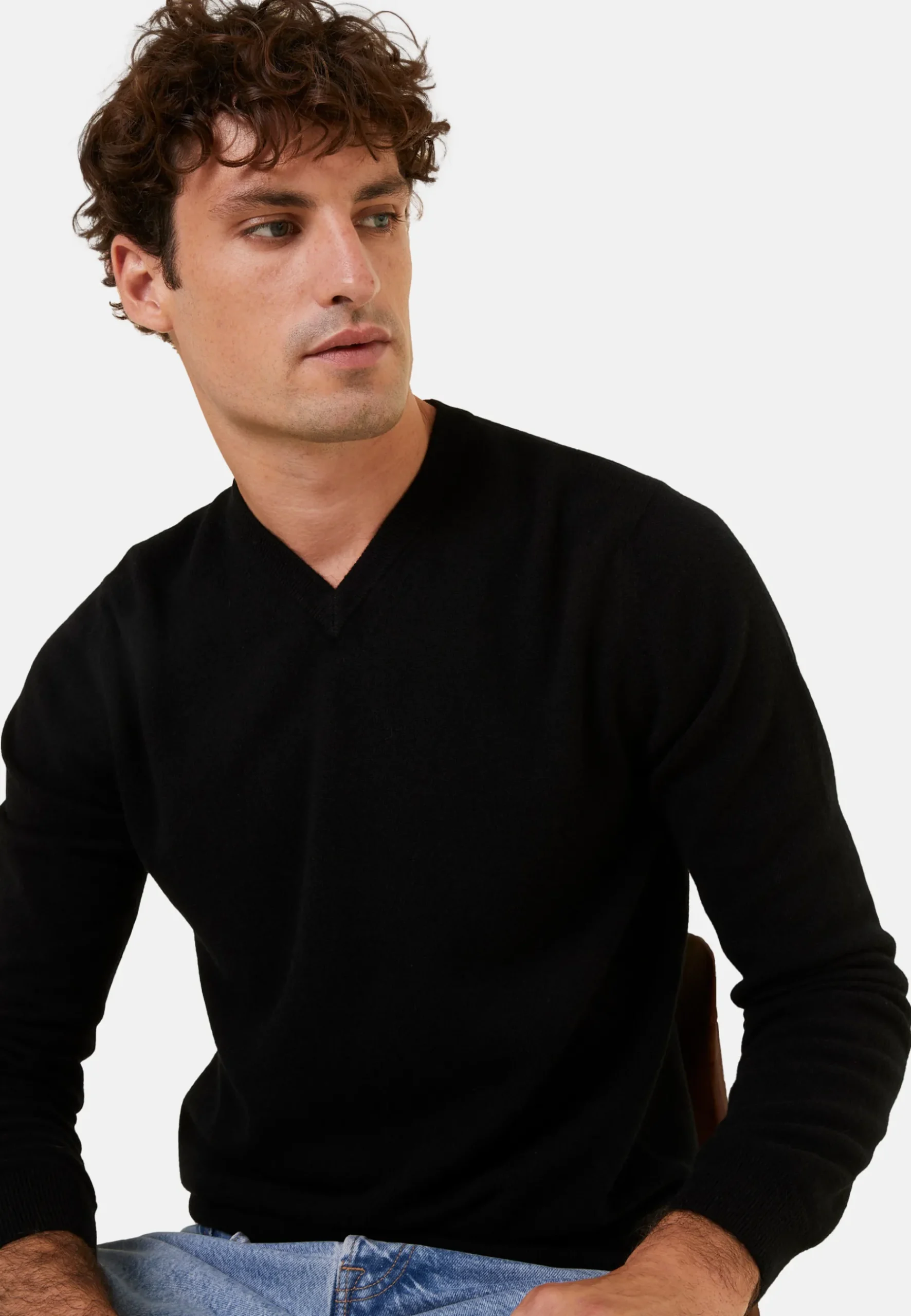 Montagut Pulls-Pull col V en cachemire - Evann 01-Noir