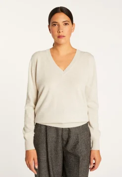 Montagut Les Incontournables-Pull col V en cachemire - Abel 11-Gris clair