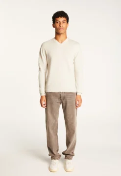Montagut Pulls-Pull col V en cachemire - Evann 11-Gris clair