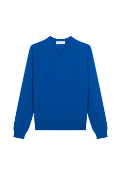 Montagut Pulls-Pull col V en cachemire - Evann 48-Bleu roi