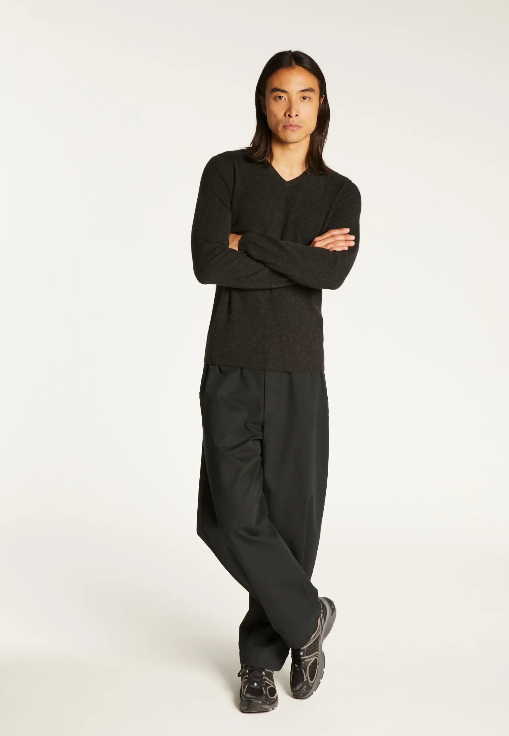 Montagut Pulls-Pull col V en cachemire - Evann 10-Gris foncé