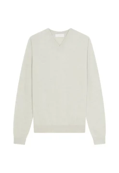 Montagut Pulls-Pull col V en cachemire - Evann 11-Gris clair