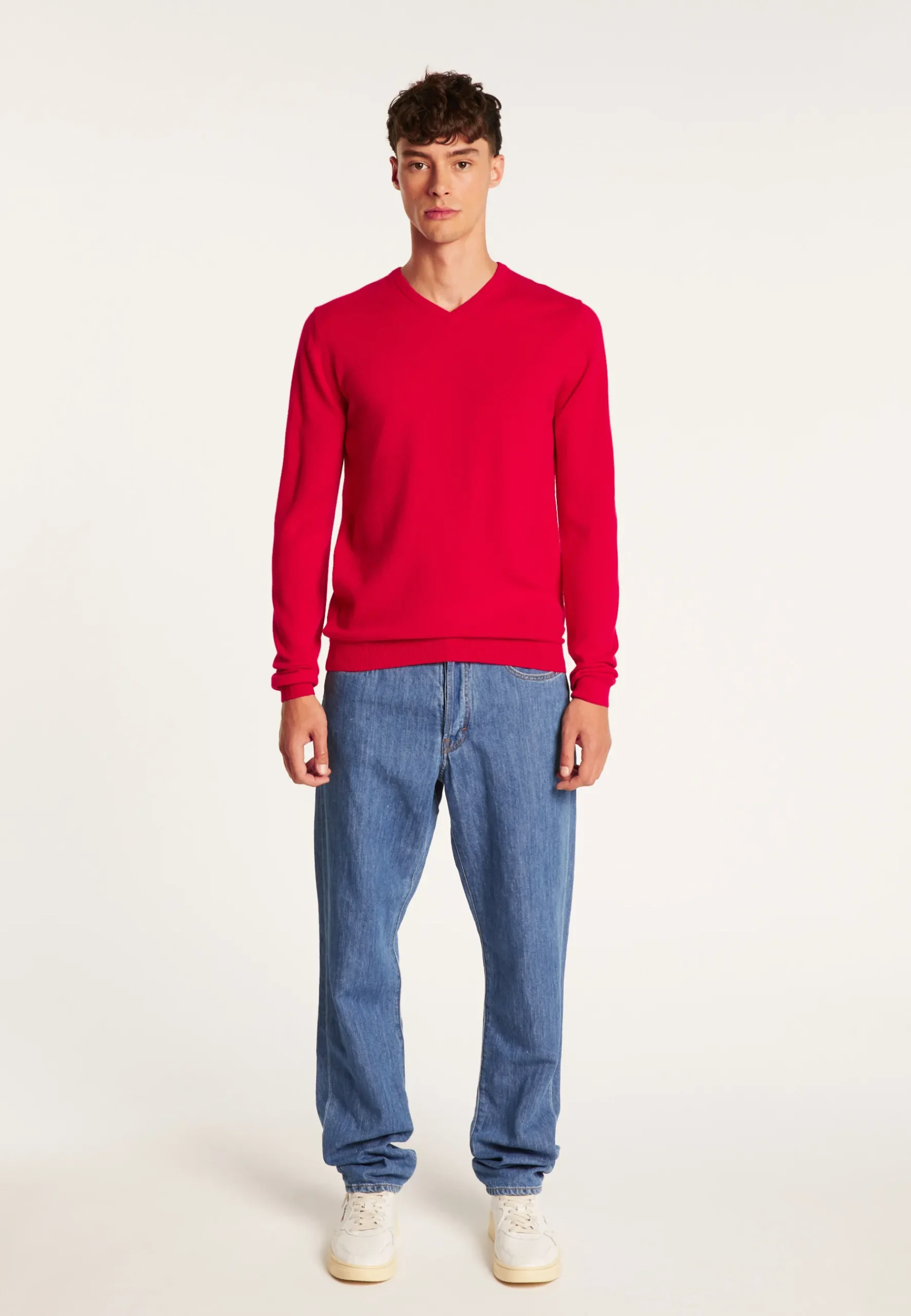 Montagut Pulls-Pull col V en cachemire - Evann 52-Rouge