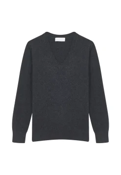 Montagut Les Incontournables-Pull col V en cachemire - Abel 10-Gris foncé