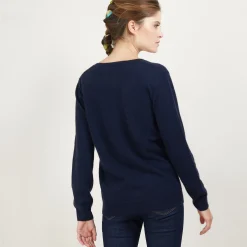 Montagut Les Incontournables-Pull col V en cachemire - Abel 05-Bleu marine