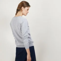 Montagut Les Incontournables-Pull col V en cachemire - Abel 09-Gris moyen