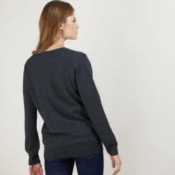 Montagut Les Incontournables-Pull col V en cachemire - Abel 10-Gris foncé