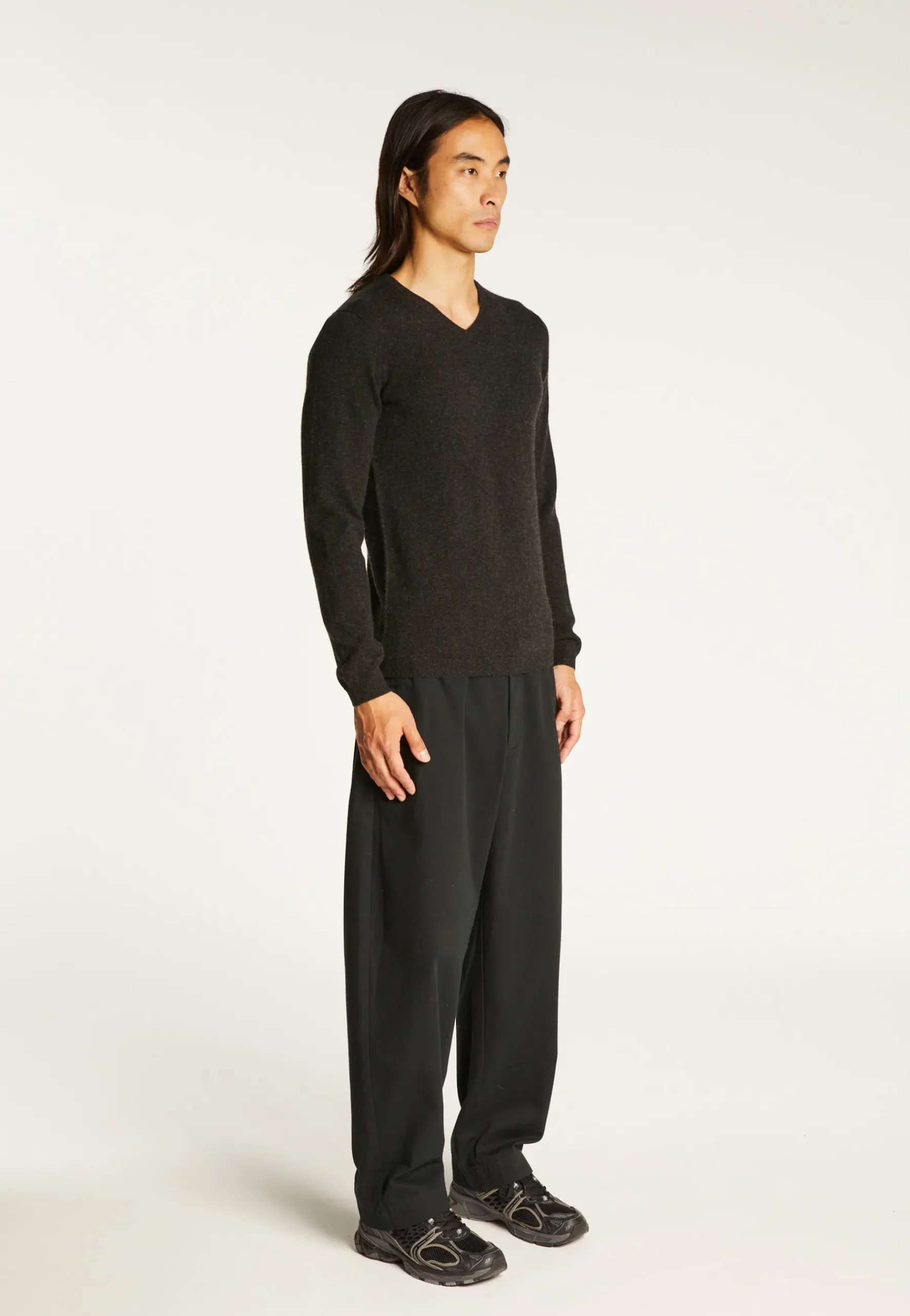 Montagut Pulls-Pull col V en cachemire - Evann 10-Gris foncé