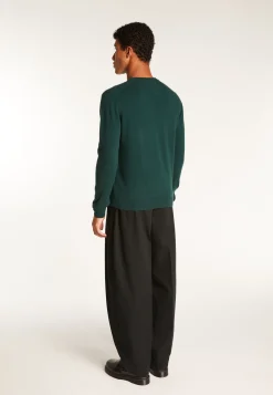 Montagut Pulls-Pull col V en cachemire - Evann 21-Vert foncé