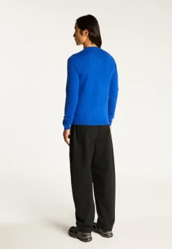 Montagut Pulls-Pull col V en cachemire - Evann 48-Bleu roi