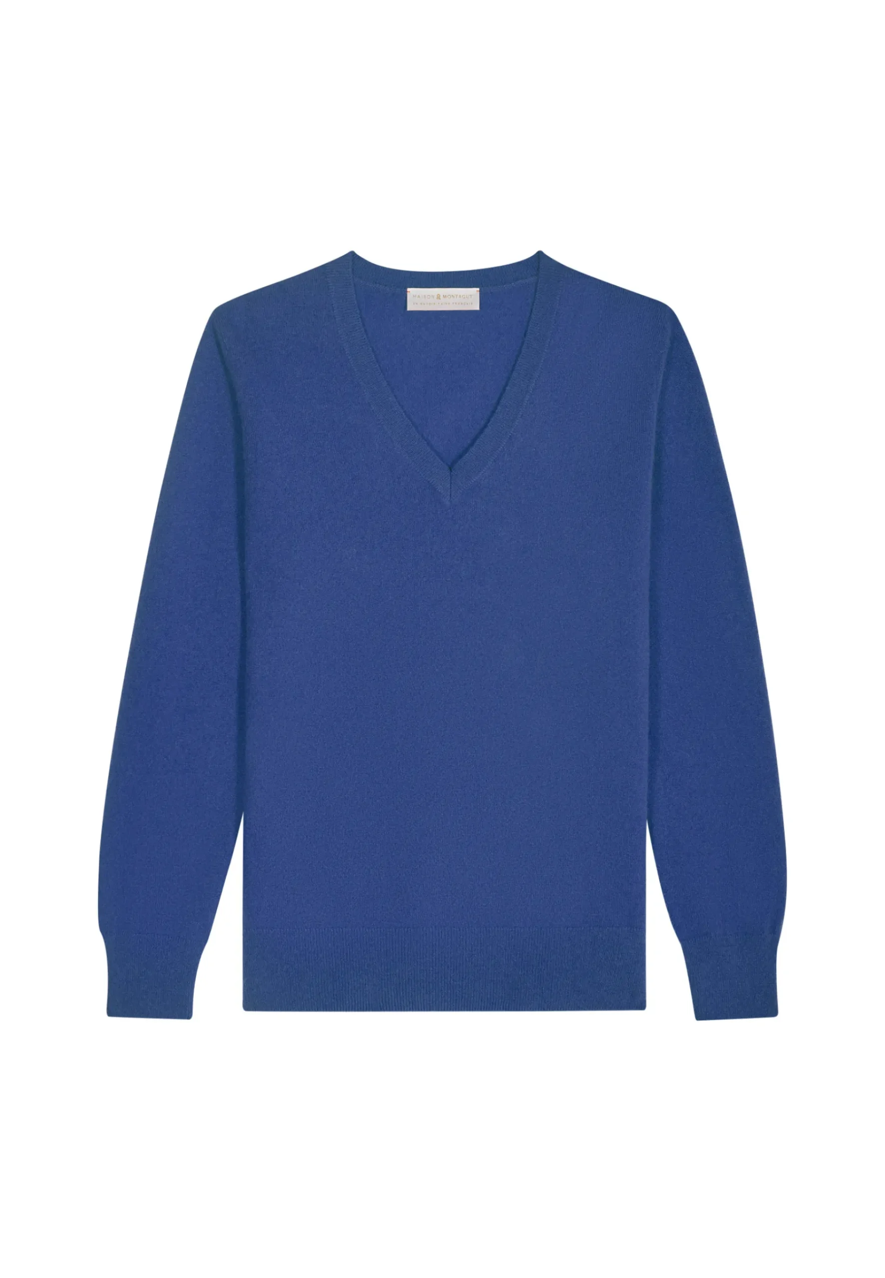 Montagut Les Incontournables-Pull col V en cachemire - Abel 48-Bleu roi
