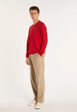 Montagut Pulls-Pull col V en cachemire et lin - Banderas 52-Rouge