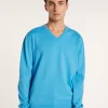 Montagut Pulls-Pull col V en coton naturel - Bouddi 06-Bleu moyen