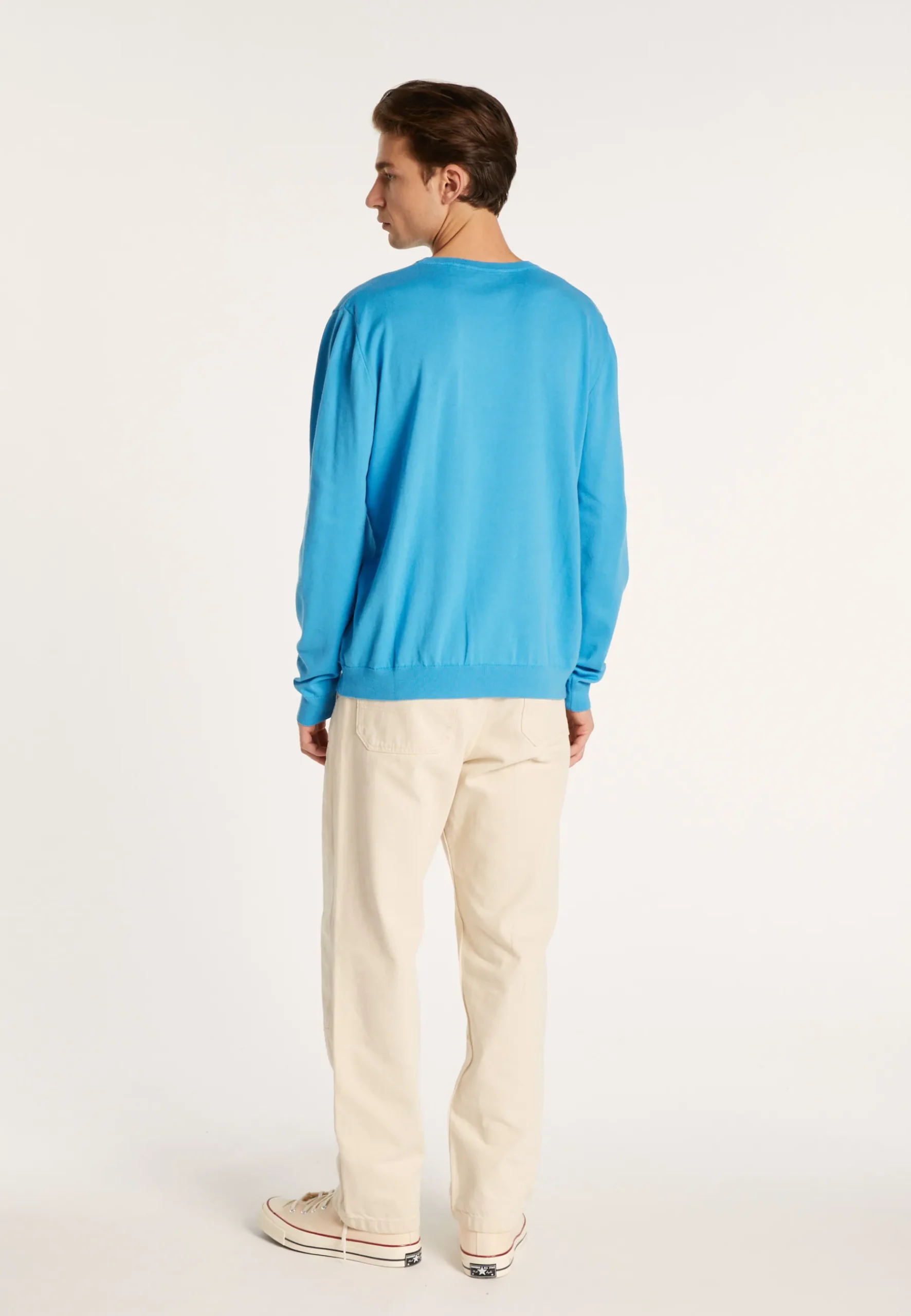 Montagut Pulls-Pull col V en coton naturel - Bouddi 06-Bleu moyen