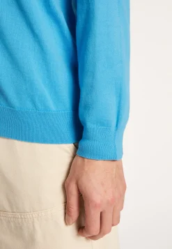 Montagut Pulls-Pull col V en coton naturel - Bouddi 06-Bleu moyen
