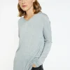 Montagut Les Incontournables-Pull col V en fibre de Bambou Cachemire - Barbarra 11-Gris clair