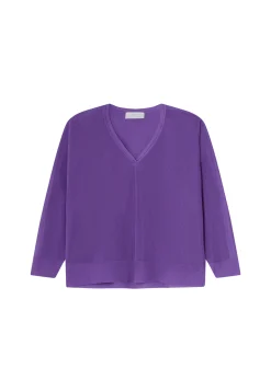 Montagut Pulls-Pull col V en fil lumière - Maja 17-Violet