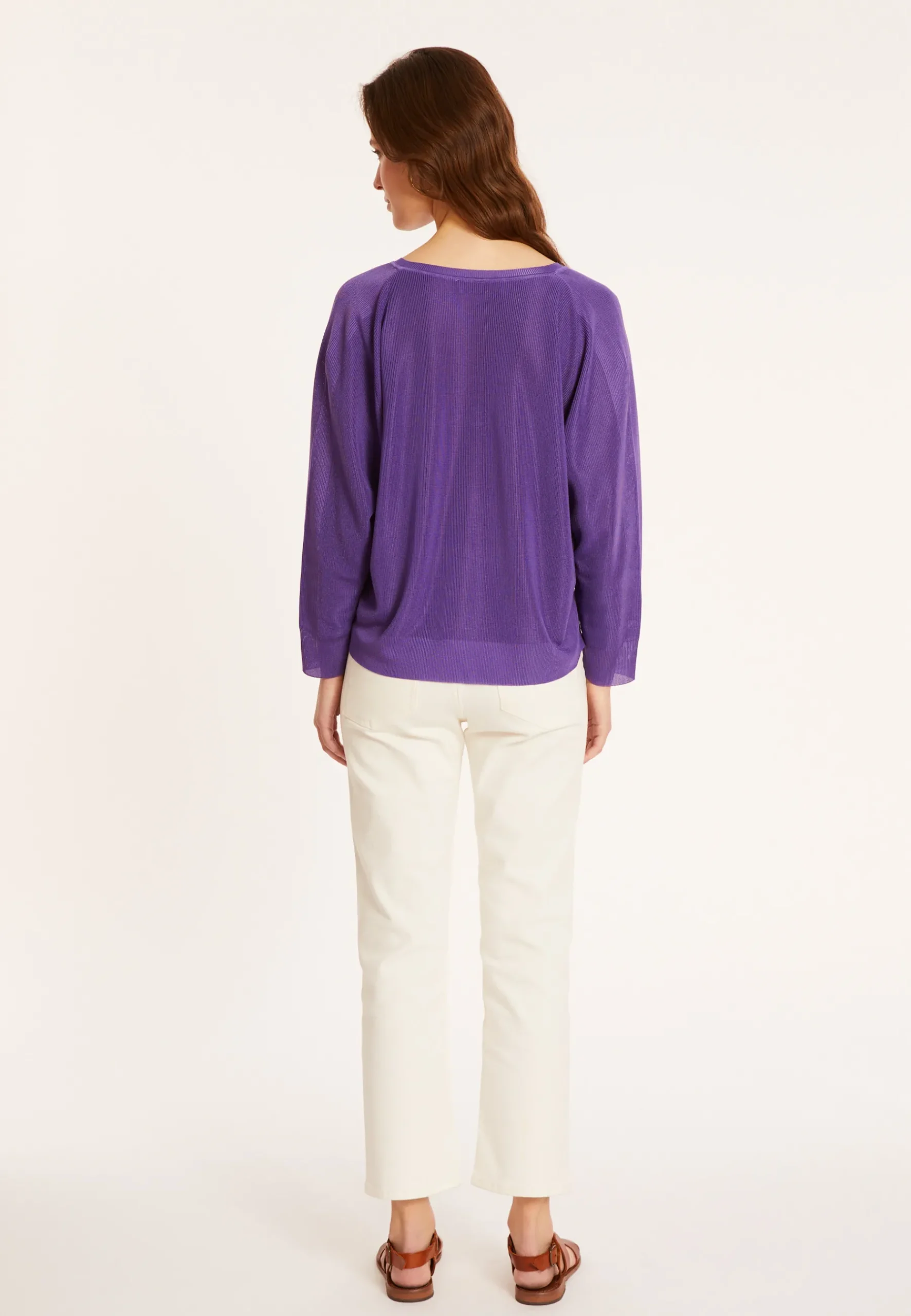 Montagut Pulls-Pull col V en fil lumière - Maja 17-Violet