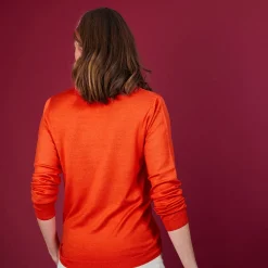 Montagut Les Incontournables | Pulls-Pull col V en laine - Arya 15-Orange