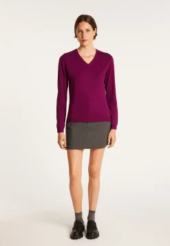 Montagut Pulls-Pull col V en laine mélangée - Aristote 51-Bordeaux