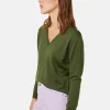 Montagut Les Incontournables-Pull col V en laine mérinos - Arya 83-Kaki