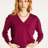 Montagut Les Incontournables-Pull col V en laine mérinos - Arya 17-Violet