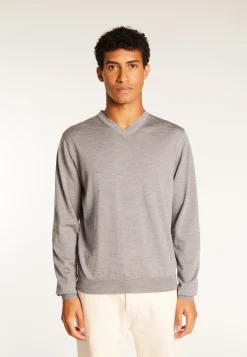 Montagut Pulls-Pull col V en laine mérinos - Elmo 09-Gris moyen